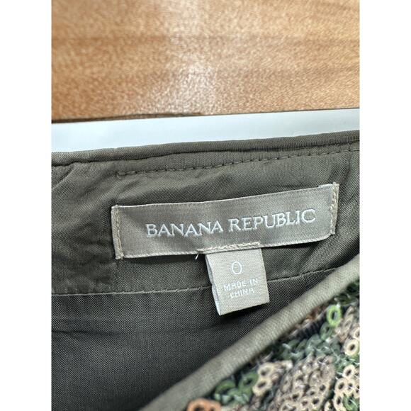 Banana Republic Mini Skirt Women Size 0 Green Sequin Concert Office Career - Picture 5 of 9